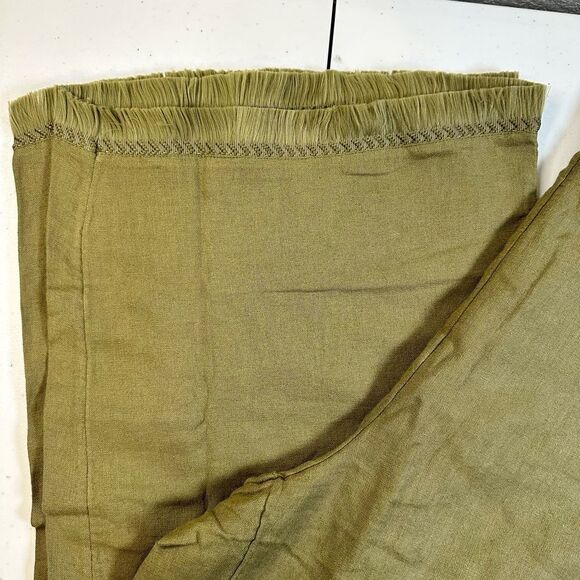 NWOT Isaac Mizrahi Bridgehampton  Olive Green Linen Pants with Fringe Hem - 28 - Picture 6 of 8